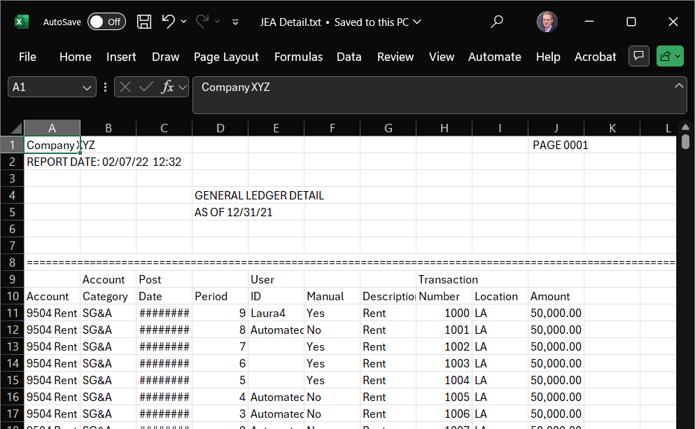 The Power Query import preview showing the report header rows and the File Origin encoding box.