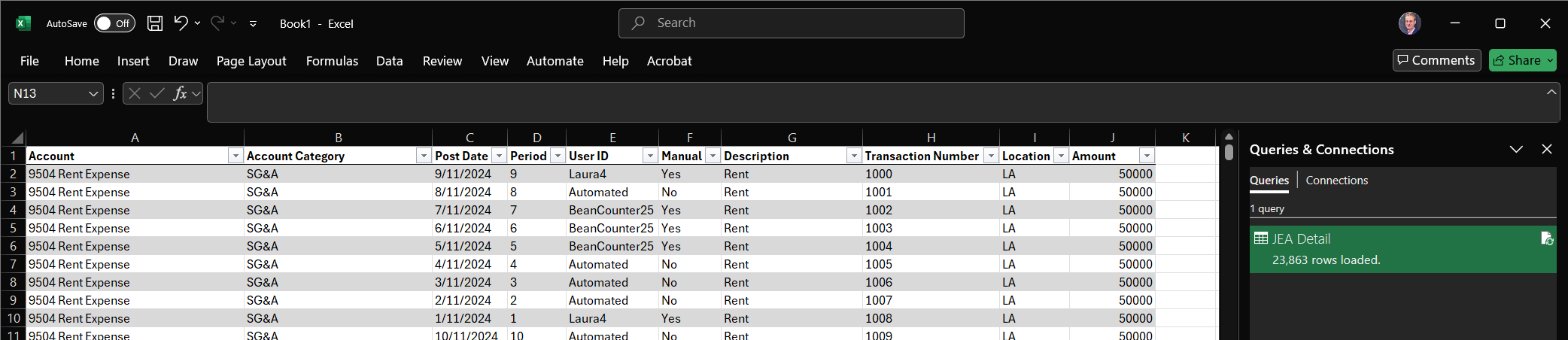 The Power Query editor with the raw, still-messy data loaded.